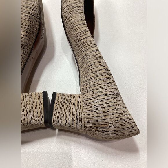 Aquatalia Phoebe Nubuck Suede Block Heel Pumps – Tan Brown Striped, Size 9.5 - Picture 8 of 15